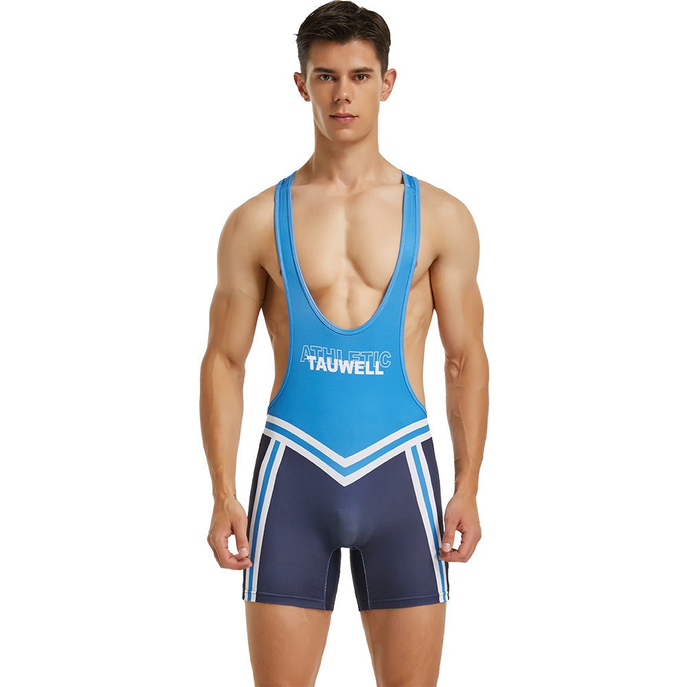 New Mens Tank Top Training Suit Sports Tank Top Wrestling Suit Mens Fitness Swimming Shark Pants