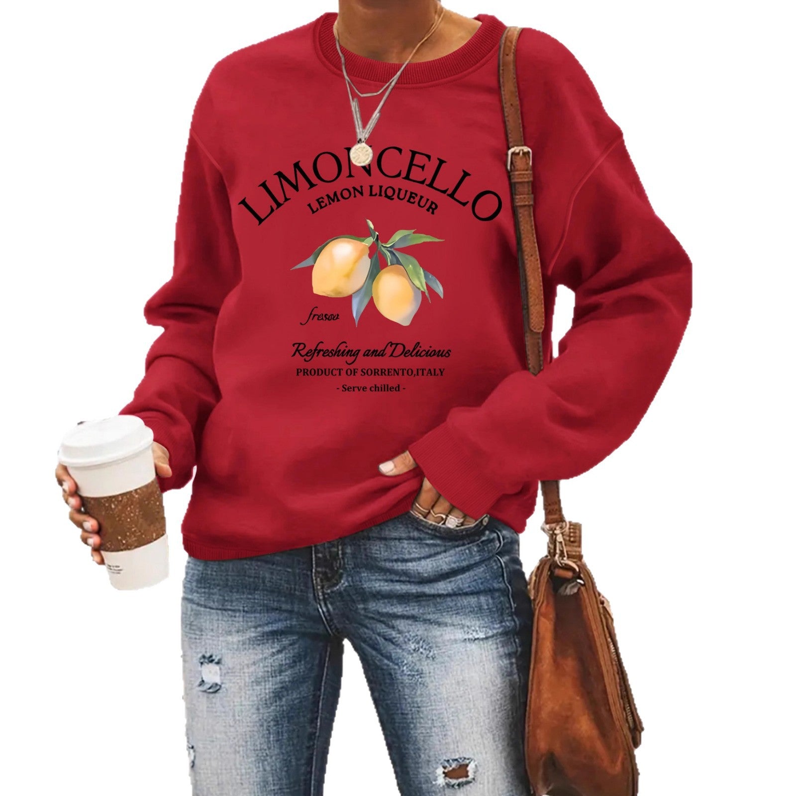 Sweatshirt with lemon print loose fit