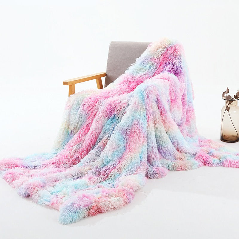 Photography Props, Small Rainbow Blankets, Nordic Style Office Lazybones, Nap Blankets, Tie Dyed Sofa Blankets, Plush Blankets