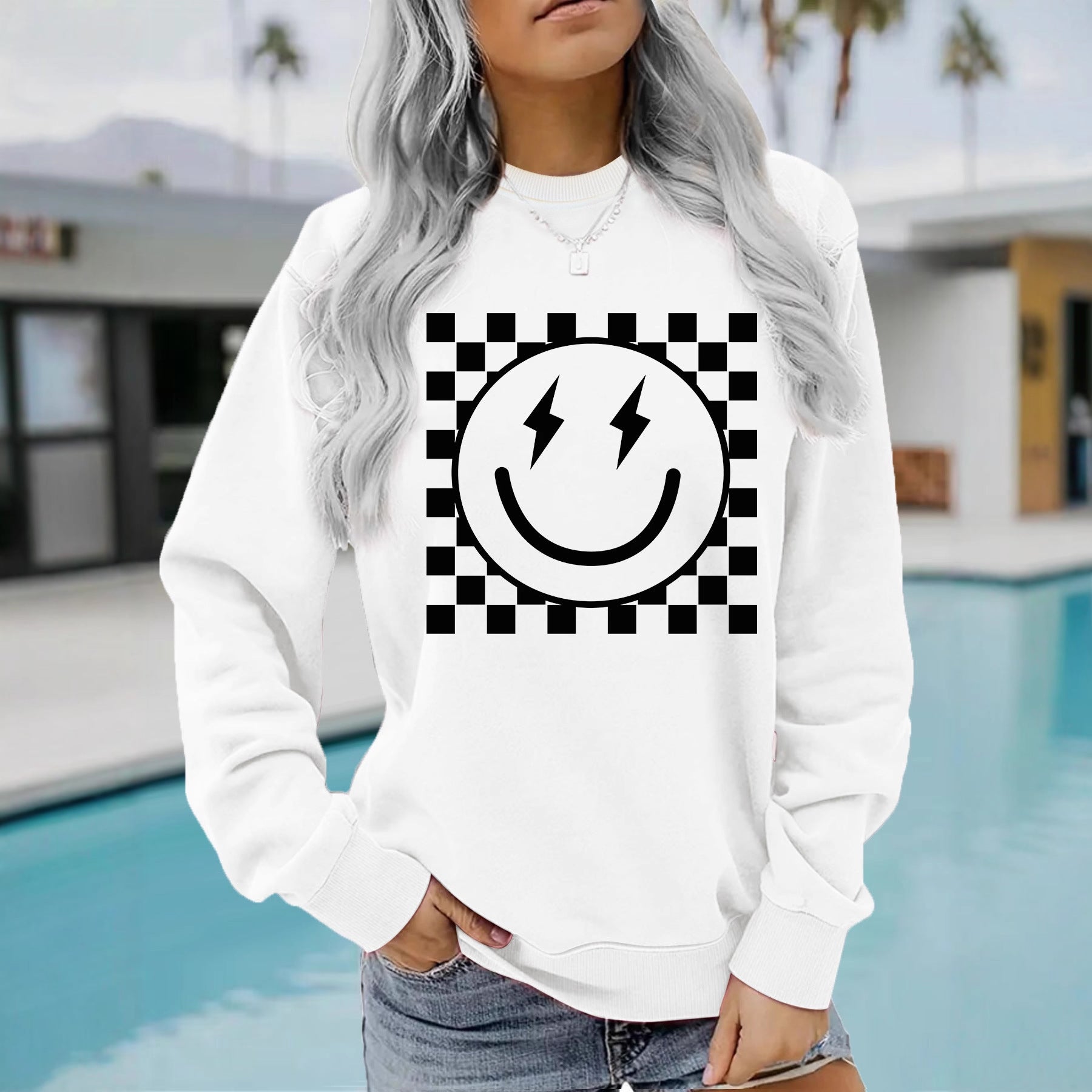 Mosaic pattern printed hoodie