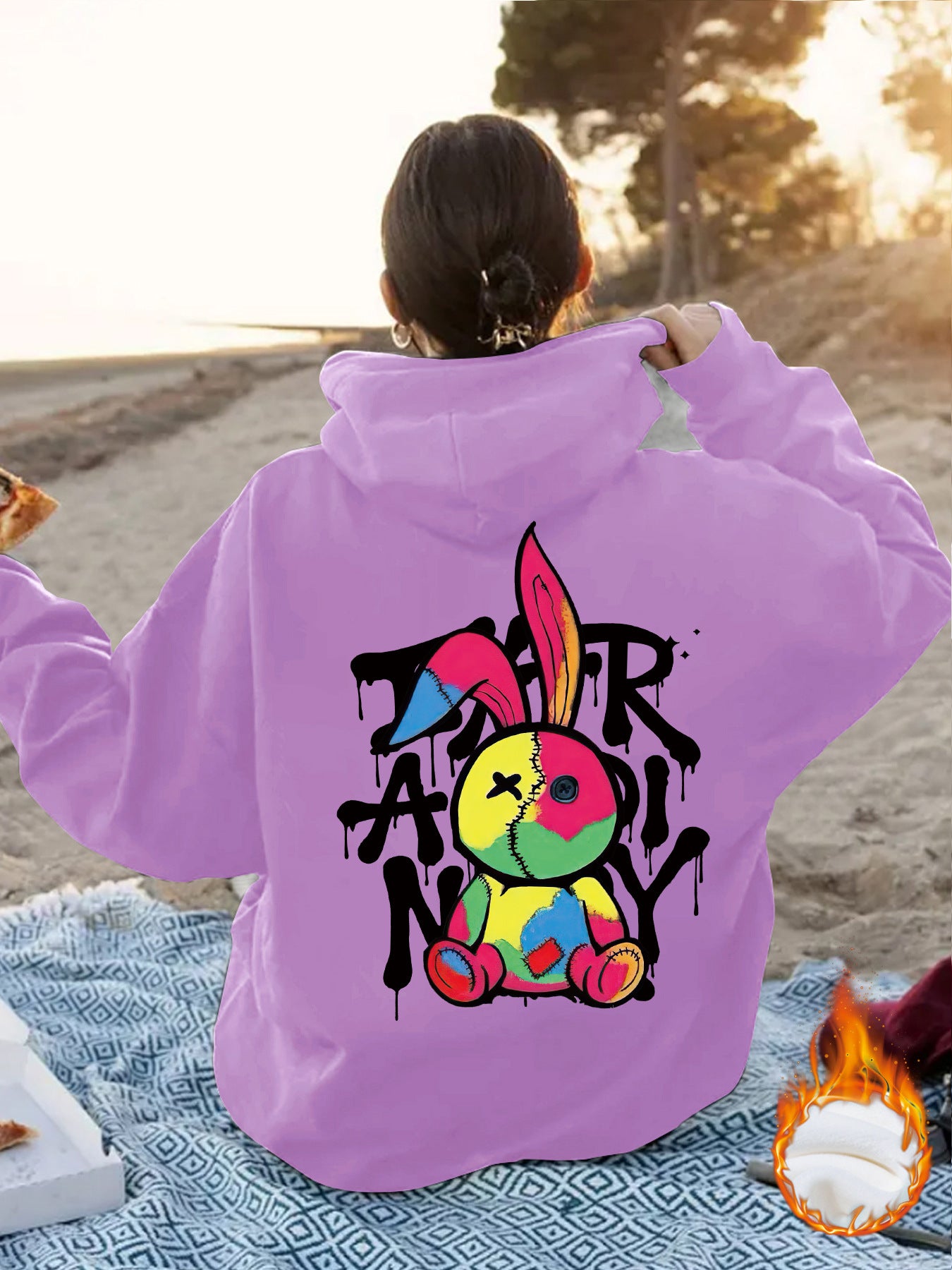 Cartoon pattern printed hoodie
