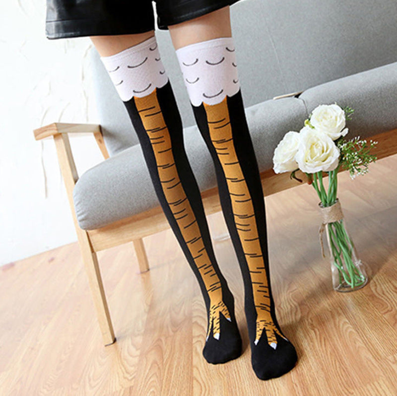 Chicken Claw Socks Women's Over Knee Socks Ostrich Pattern Knee Legs Chicken Feet Long Tube