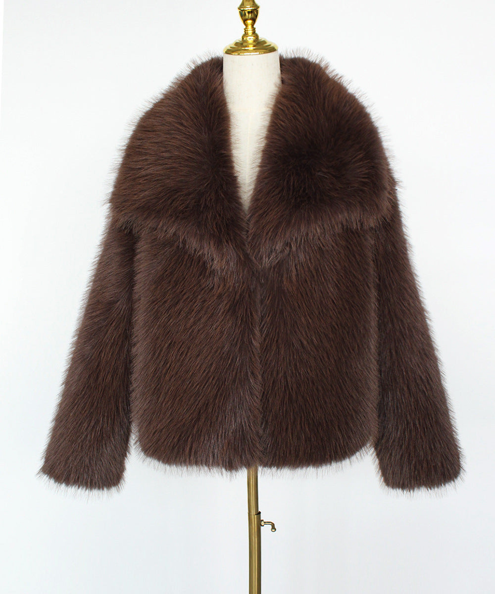 Imitation fur coat top women's short woolen coat made of synthetic fur