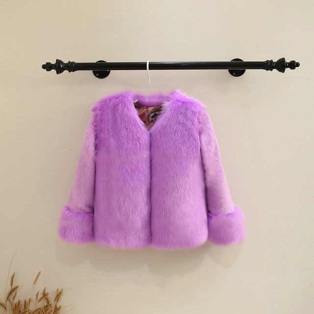 Dollplus Winter Girls Fur Coat Elegant Baby Girl Faux Fur Jackets And Coats Thick Warm Parka Kids Boutique Clothes