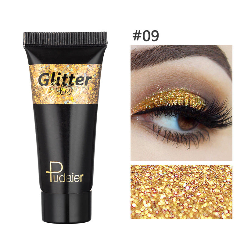 Makeup Pudaier monochrome glitter eyeshadow stage makeup face body glitter 12 color liquid eyeshadow