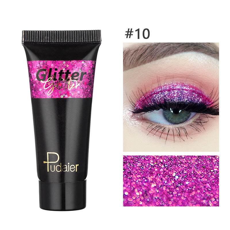 Makeup Pudaier monochrome glitter eyeshadow stage makeup face body glitter 12 color liquid eyeshadow