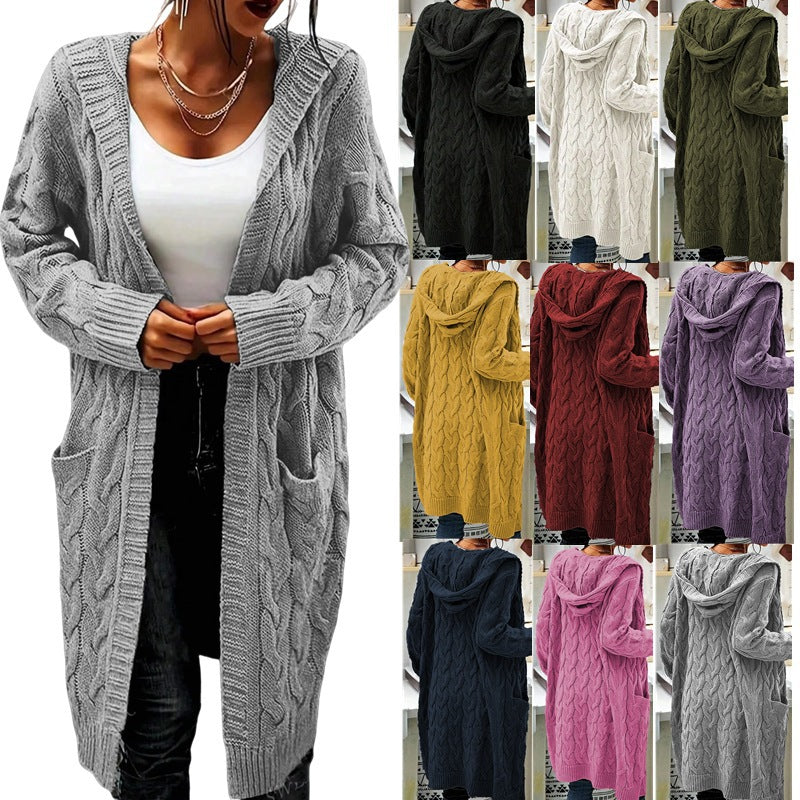 Sweater long sleeved pocket cardigan