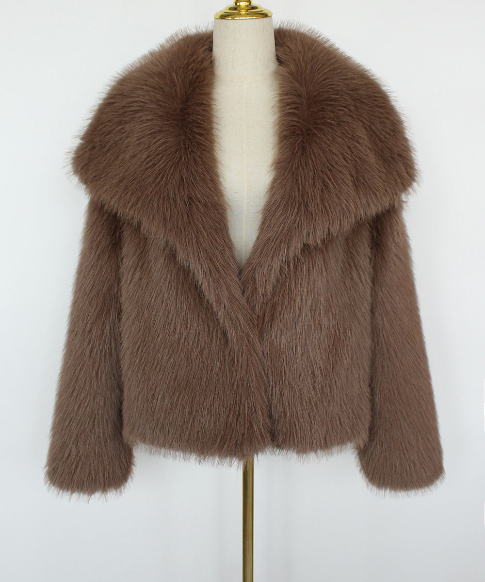 Imitation fur coat top women's short woolen coat made of synthetic fur