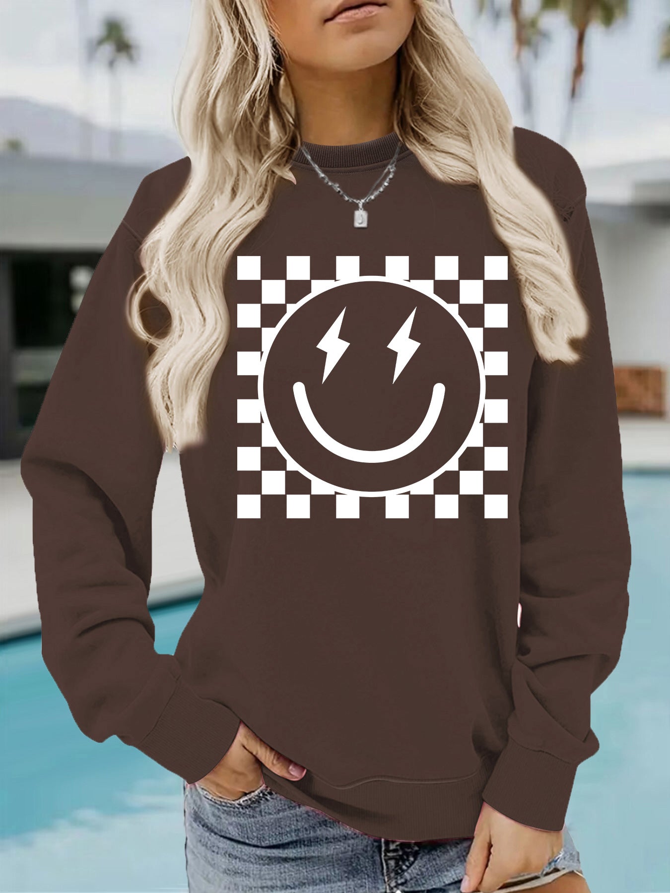 Mosaic pattern printed hoodie