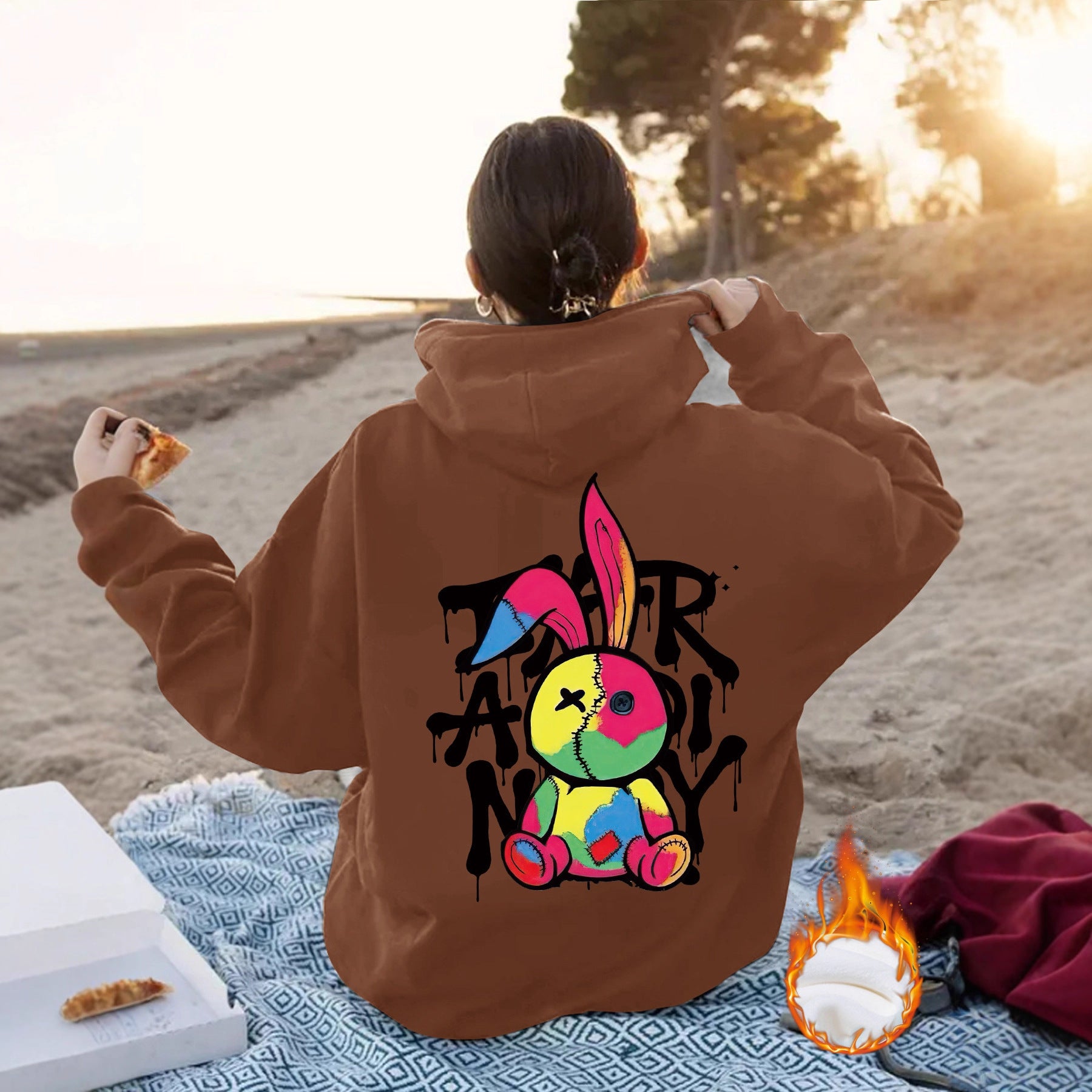 Cartoon pattern printed hoodie