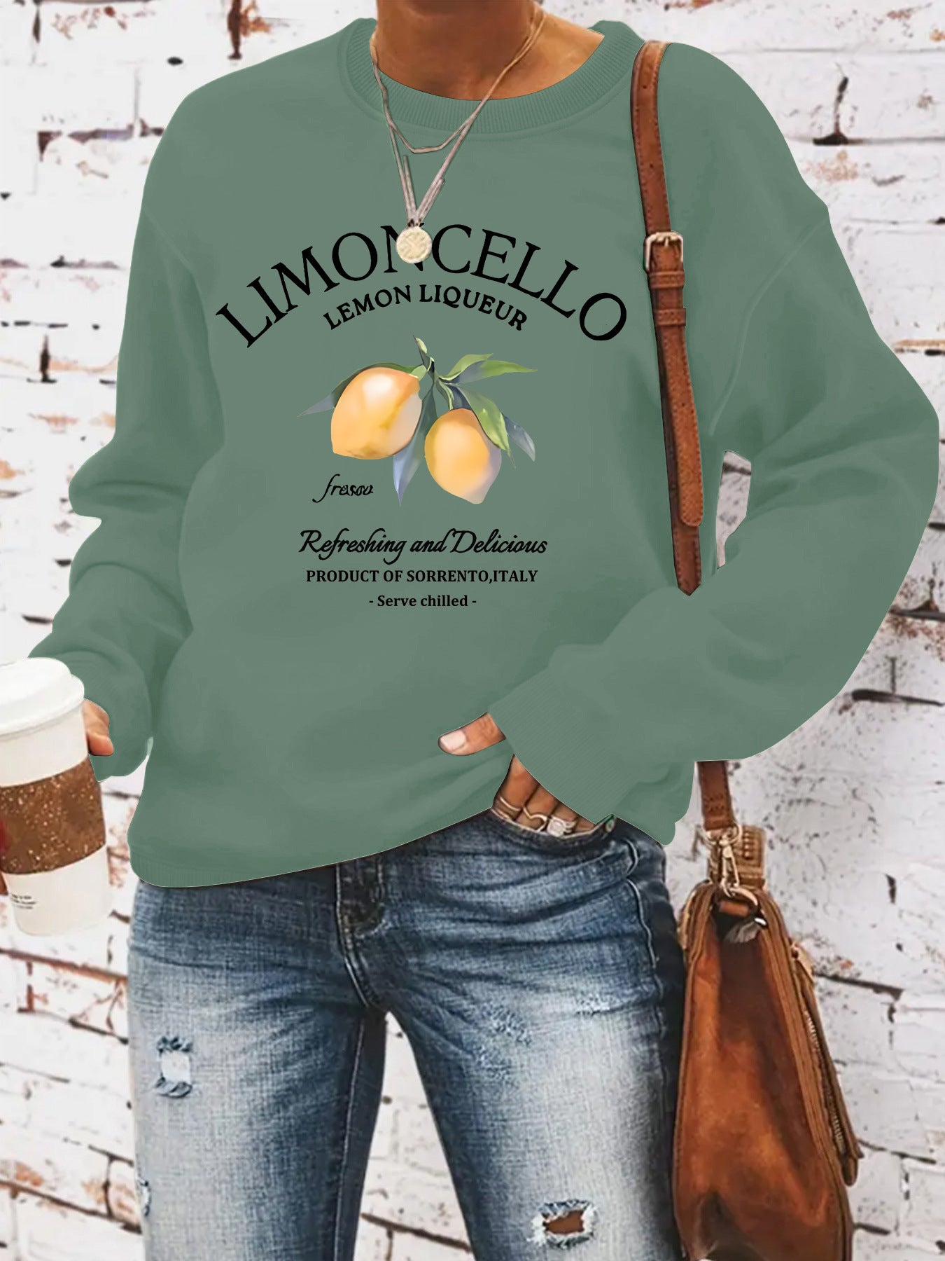 Sweatshirt with lemon print loose fit