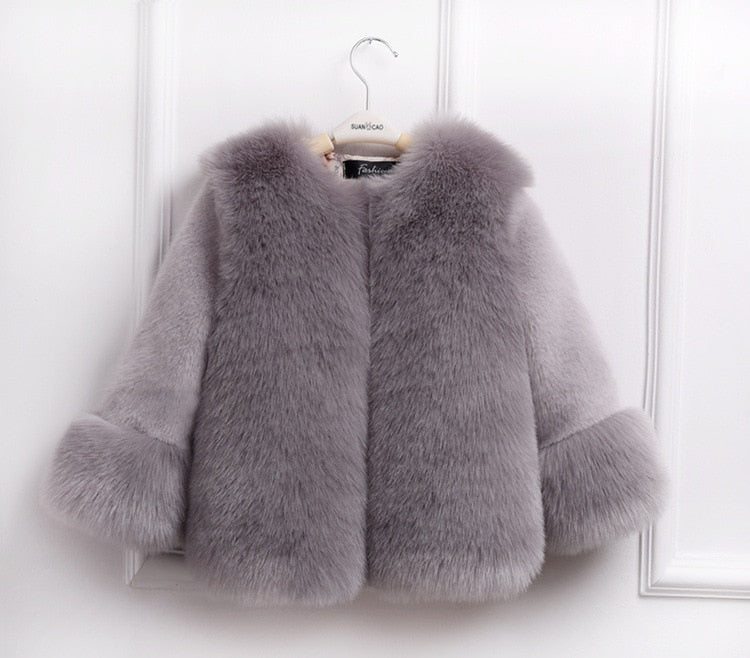 Dollplus Winter Girls Fur Coat Elegant Baby Girl Faux Fur Jackets And Coats Thick Warm Parka Kids Boutique Clothes
