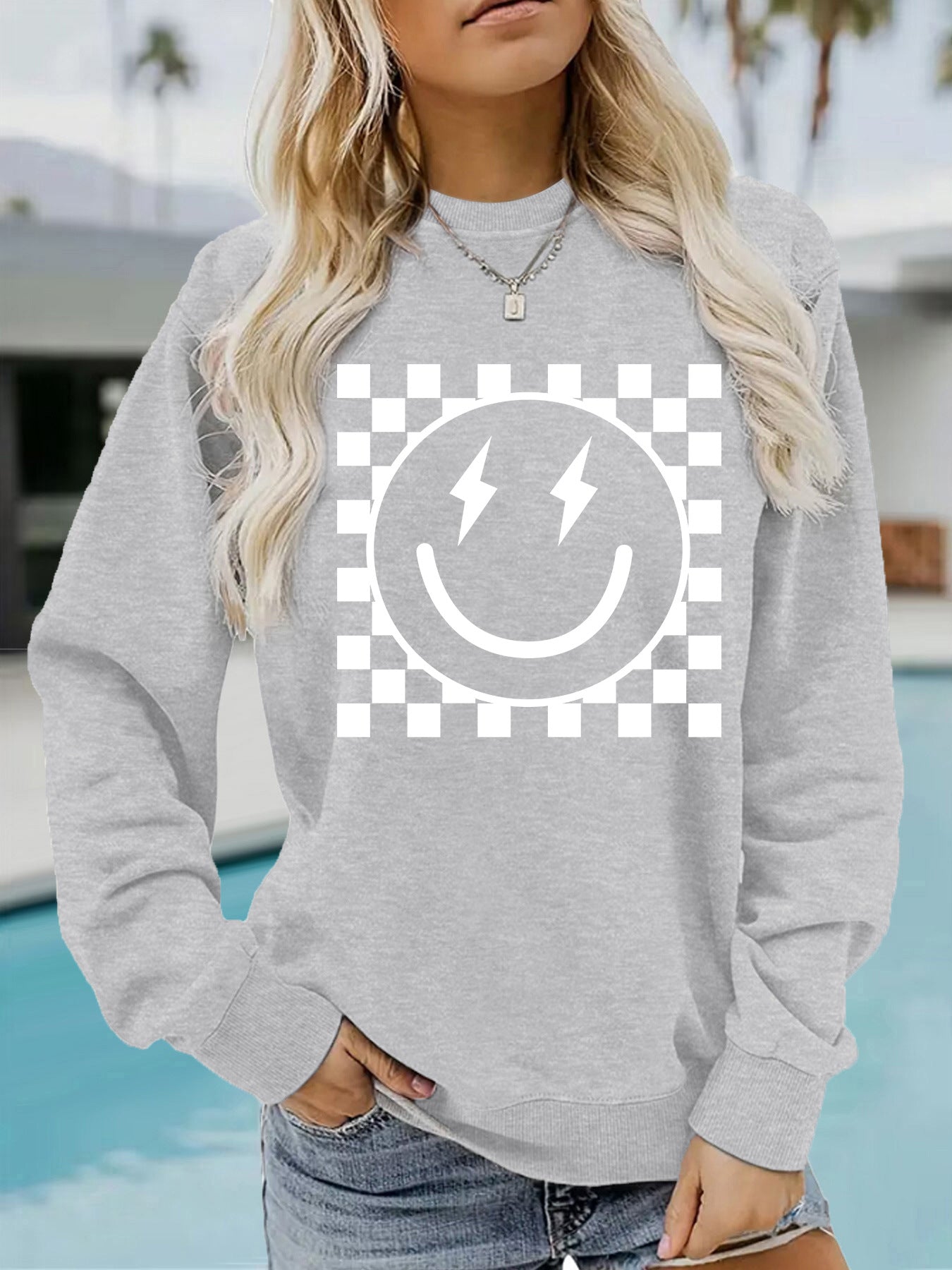 Mosaic pattern printed hoodie