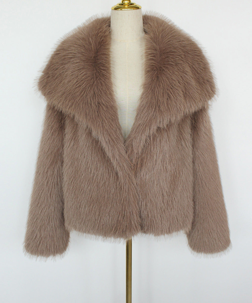 Imitation fur coat top women's short woolen coat made of synthetic fur