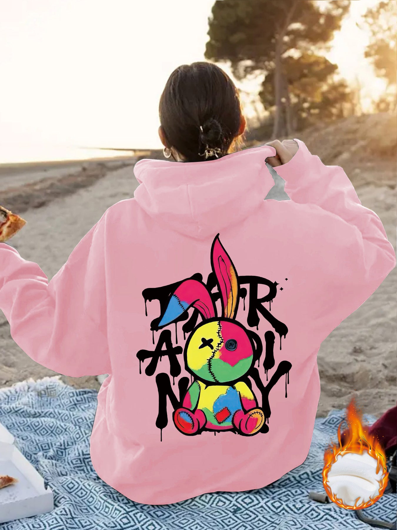 Cartoon pattern printed hoodie