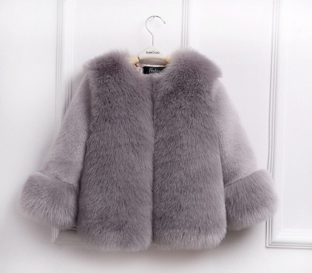 Dollplus Winter Girls Fur Coat Elegant Baby Girl Faux Fur Jackets And Coats Thick Warm Parka Kids Boutique Clothes
