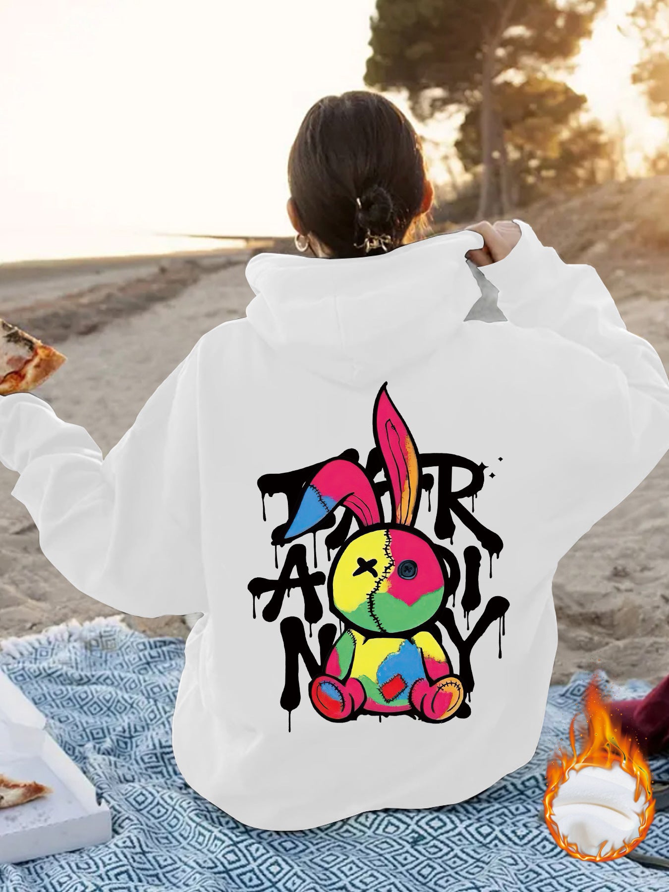 Cartoon pattern printed hoodie