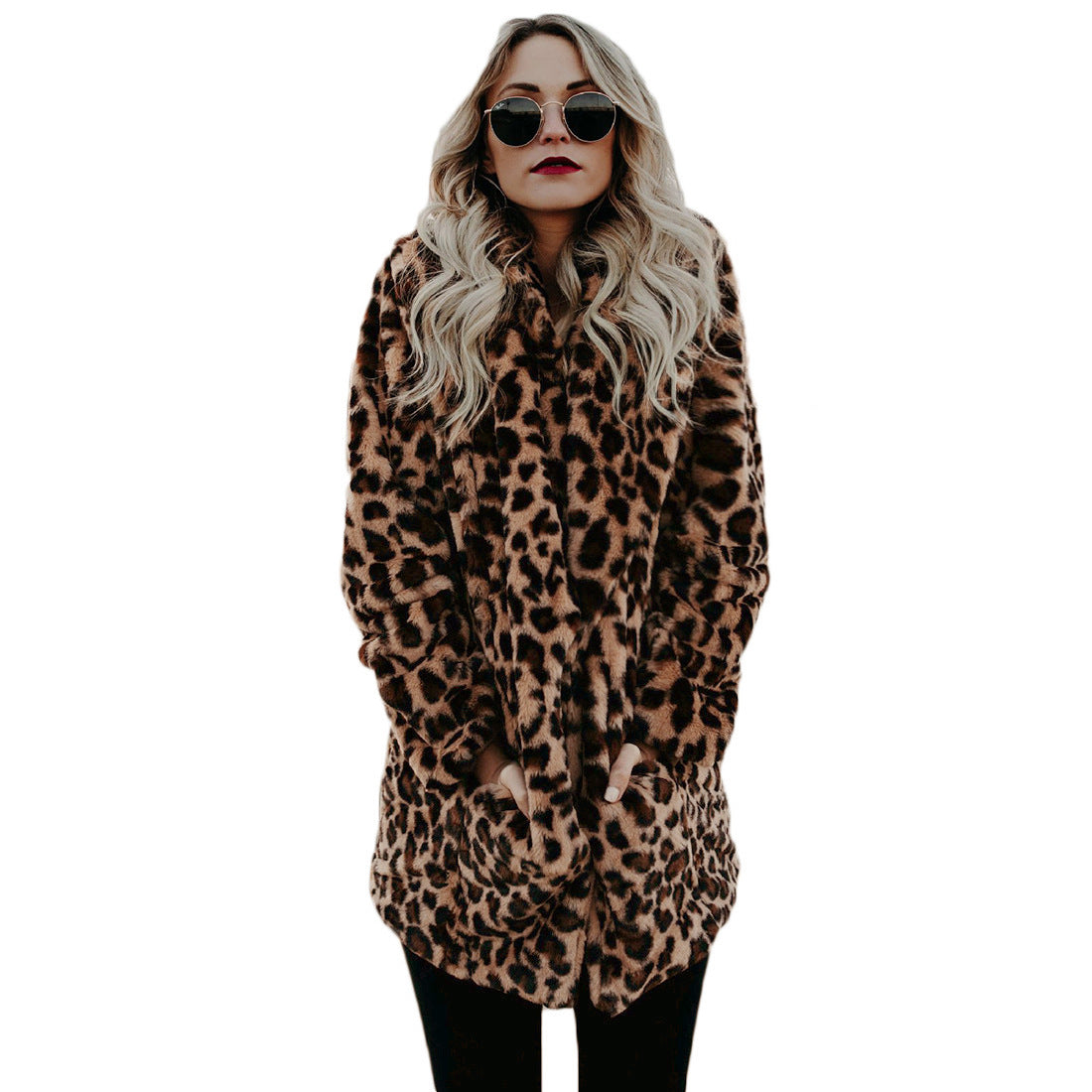 Leopard print artificial lapel jacket