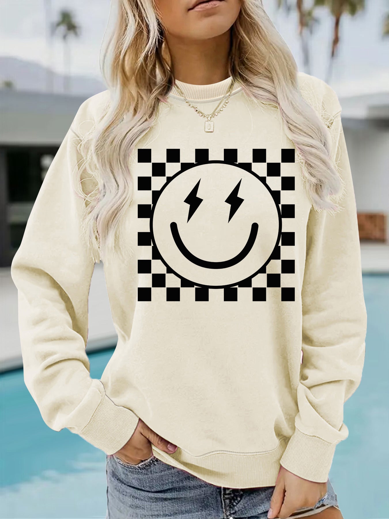 Mosaic pattern printed hoodie