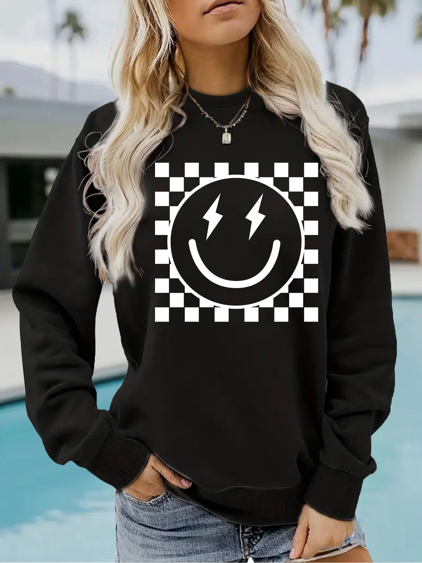 Mosaic pattern printed hoodie