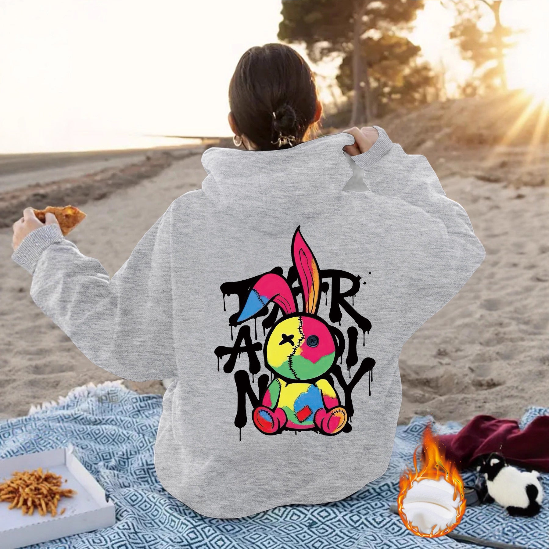 Cartoon pattern printed hoodie