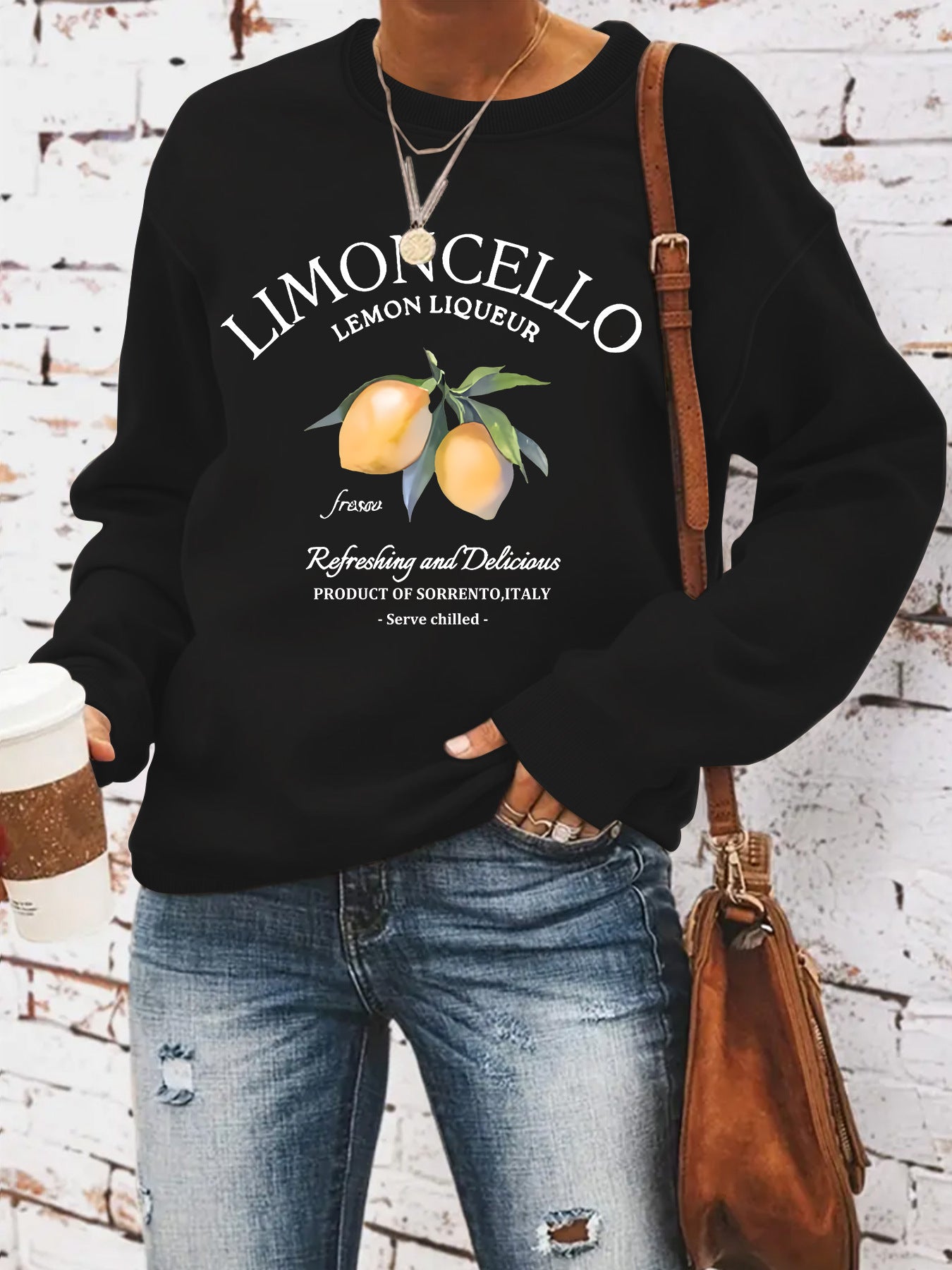 Sweatshirt with lemon print loose fit