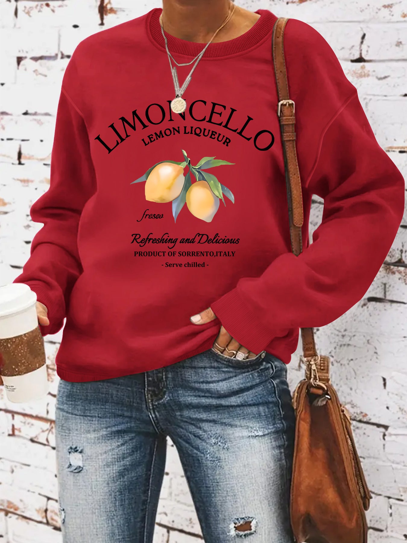 Sweatshirt with lemon print loose fit