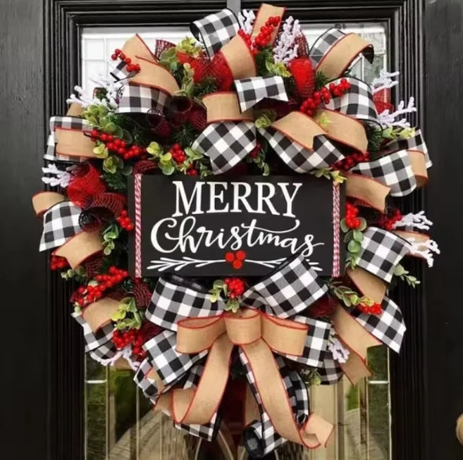 Christmas Letter Wreath American Christmas Door Hanging Simulation Red Fruit Wreath Rattan Circle Decoration