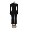 S10688 Sexy Elastic Shiny Slanted Shoulder Feather Long Sleeve Jumpsuit Ladies Elegant Straight Pants Romper Bodysuit