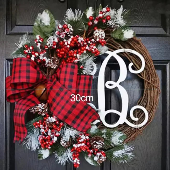 Christmas Letter Wreath American Christmas Door Hanging Simulation Red Fruit Wreath Rattan Circle Decoration