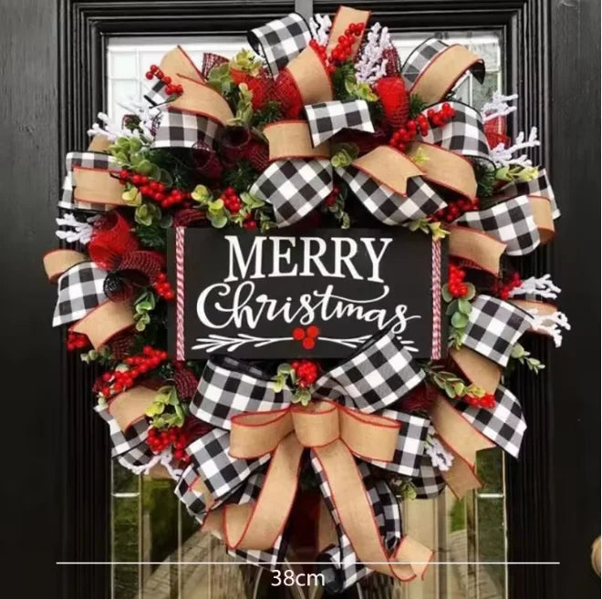 Christmas Letter Wreath American Christmas Door Hanging Simulation Red Fruit Wreath Rattan Circle Decoration