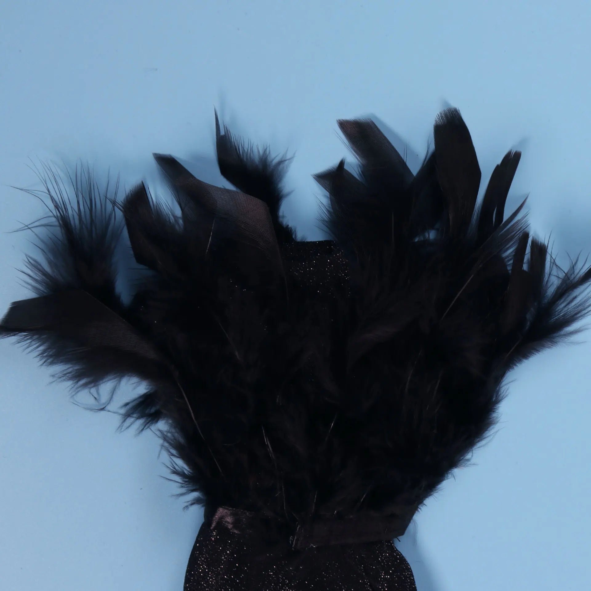 S10688 Sexy Elastic Shiny Slanted Shoulder Feather Long Sleeve Jumpsuit Ladies Elegant Straight Pants Romper Bodysuit