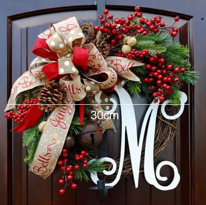 Christmas Letter Wreath American Christmas Door Hanging Simulation Red Fruit Wreath Rattan Circle Decoration