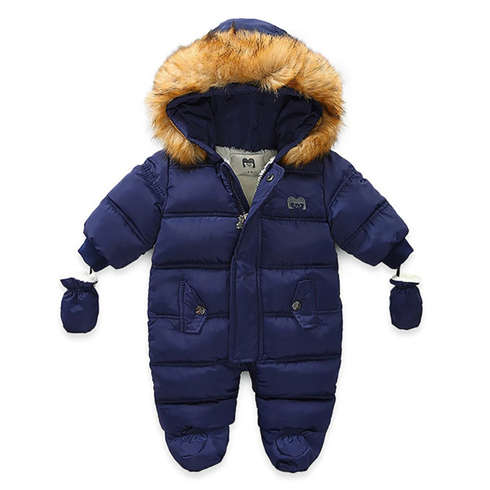 Winter Children Clothing Set Baby Boy Girl Clothes Warm Down Jacket Coat Jumpsuit Snowsuit Kids Parka Real Fur Overalls Overcoat