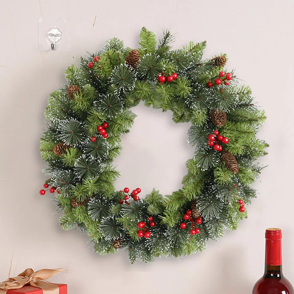 Christmas Berry Wreath Artificial Lighting Holiday Art Wreath Festival Theme Multifunctional Party New Year Decor Props