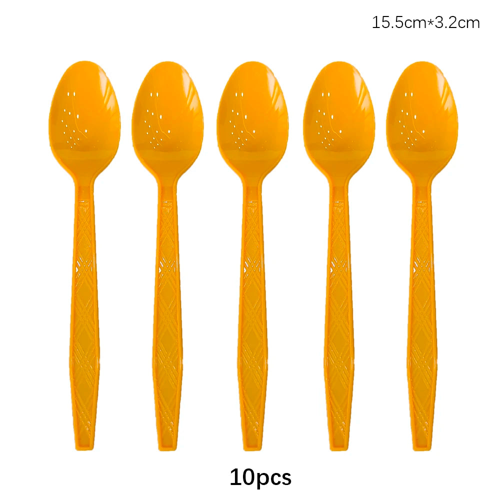 Disposable Knife Fork Spoon Cutlery Set Pink Blue Disposable Tableware Birthday Party Decorations Wedding Baby Shower Supplies