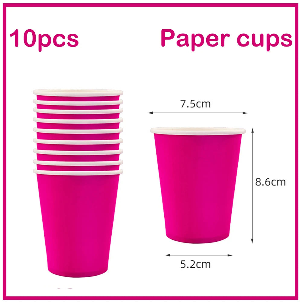 Solid Color Themed Disposable Tableware Paper Cups Birthday Parties  Wedding Parties Holiday Parties Colorful Decor Most Popular
