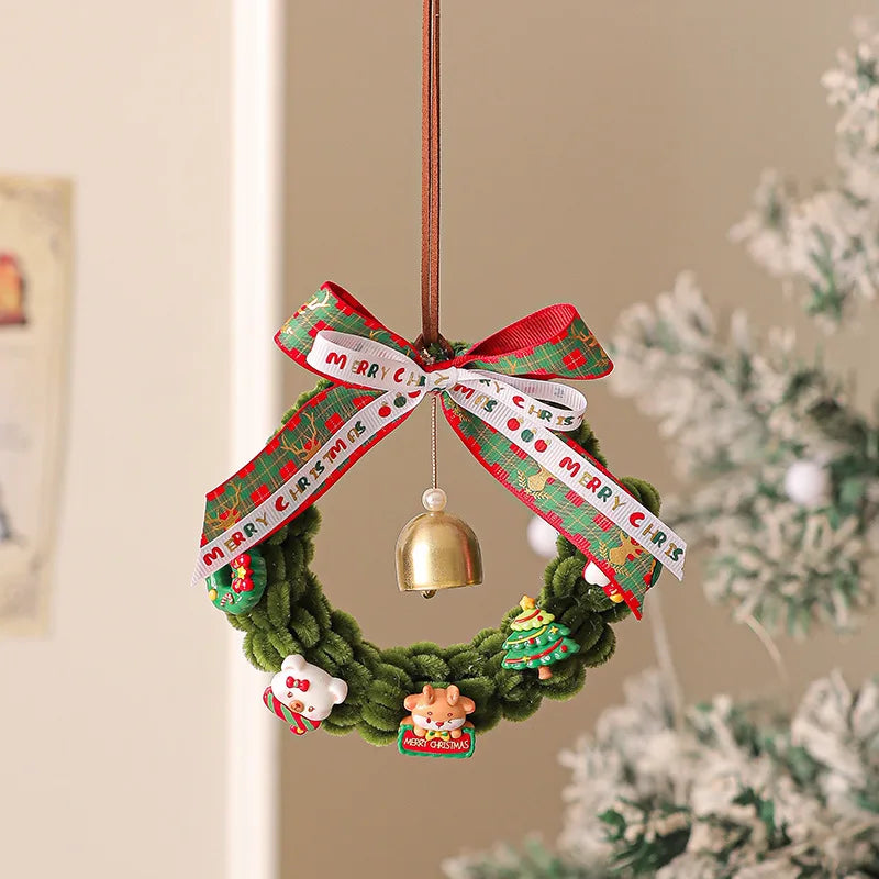 Christmas Decoration Wreaths Living Room Scene Arrangement Christmas Tree Ornaments Christmas Bell Wreath Pendants Door Hangers