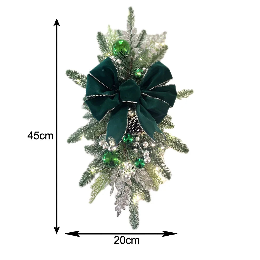 Christmas Staircase Decoration Wreath DIY Indoor Outdoor Garland Decoration With LED Decoration Prop Evening Party Dress Up Prop