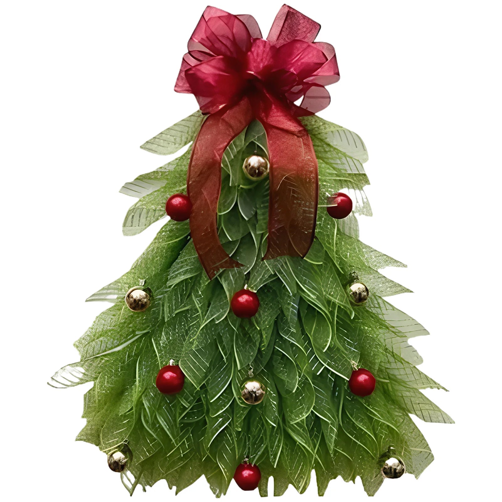 Christmas Tree Wreath for Front Door Hanging Ornament for Garden Room Christmas Tree Wreath With Red Bow Christmas Decor