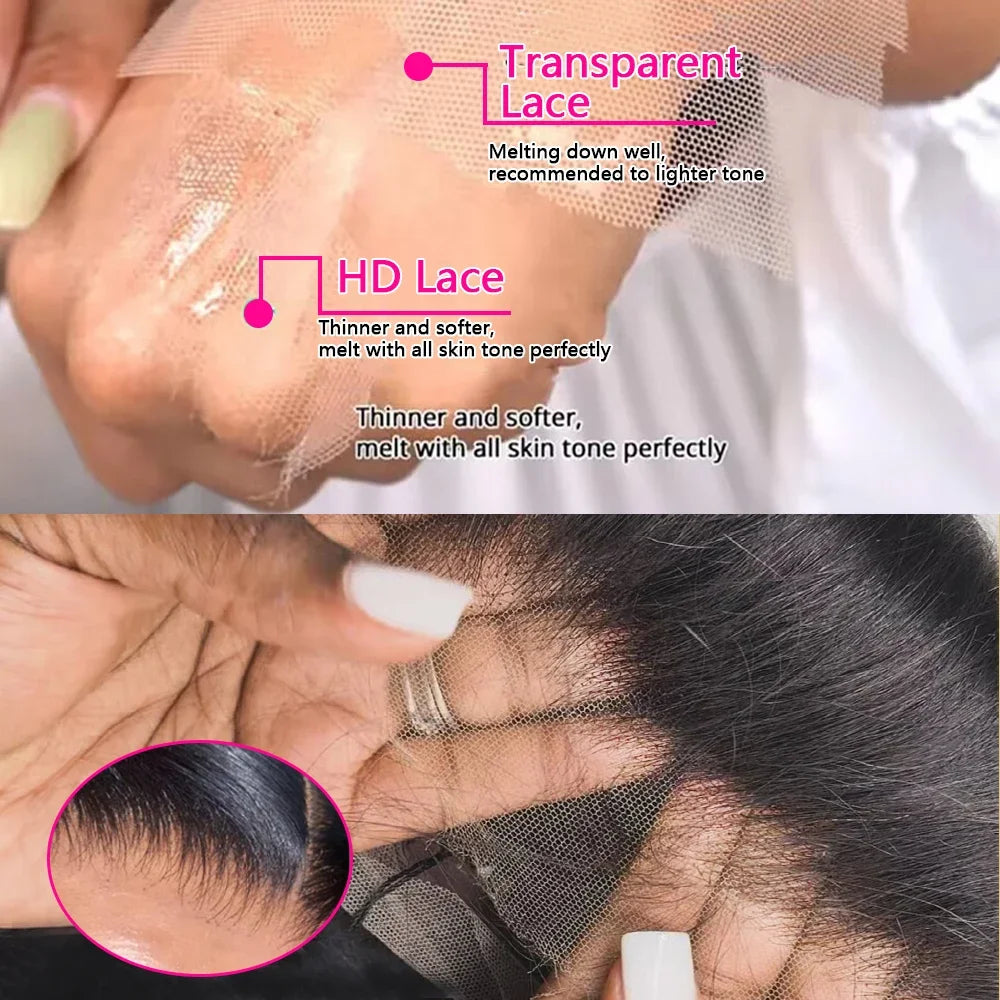 36 Inch 13x6 HD Transparent Lace Frontal Wig Body Wave Wigs Human Hair 200 Density Water Wave Brazilian 100% Raw Remy For Women