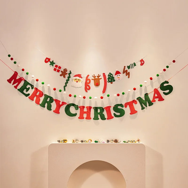 Christmas decorations, tree ornaments, indoor LED lights, pictures, background walls, atmosphere, scenes, decorations and flags.