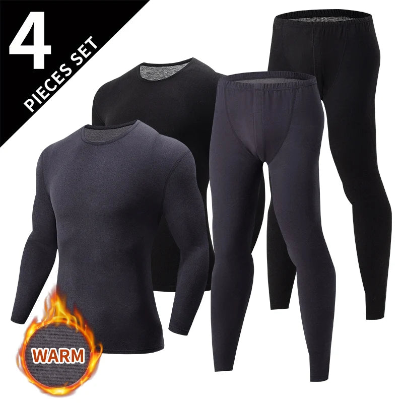 2/4 Pcs Men's Solid Color Simple Autumn And Winter Thermal Underwear Comfortable And Casual Bottoming Underwear Teenagers Pajama