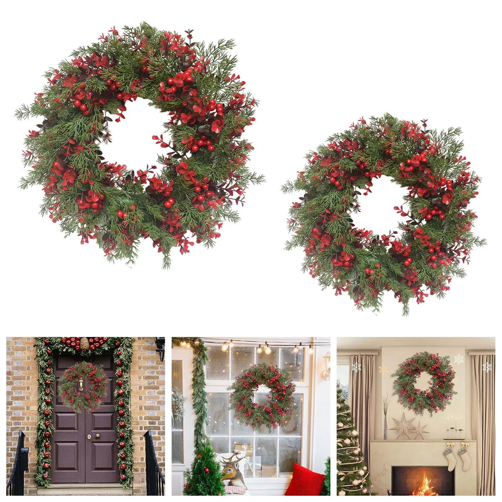 Christmas Wreath, Xmas Wreath, Housewarming, Red Berries, Farmhouse Holiday