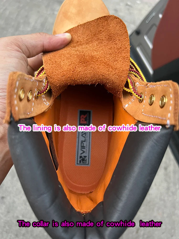 New Work Boots Men's Original Comfy Shoes Outdoor Hiking Leather Casual Shoes For Men Basic Boots Waterproof Yellow Boots