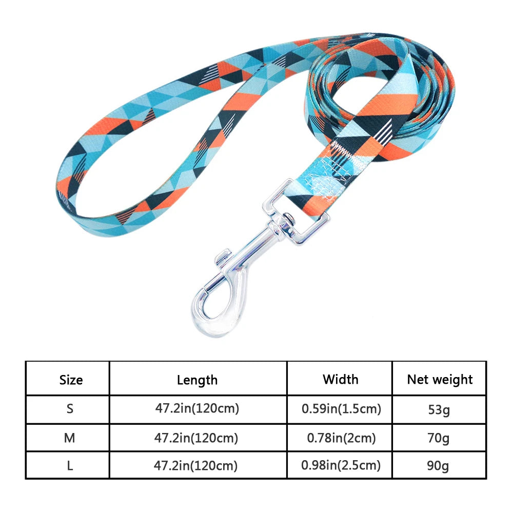 Multicolor Dog Leash Nylon Tribal Pattern Durable Cat Pet Leashes for Small Medium Large Dogs Puppy Lead 120cm Long for Walking