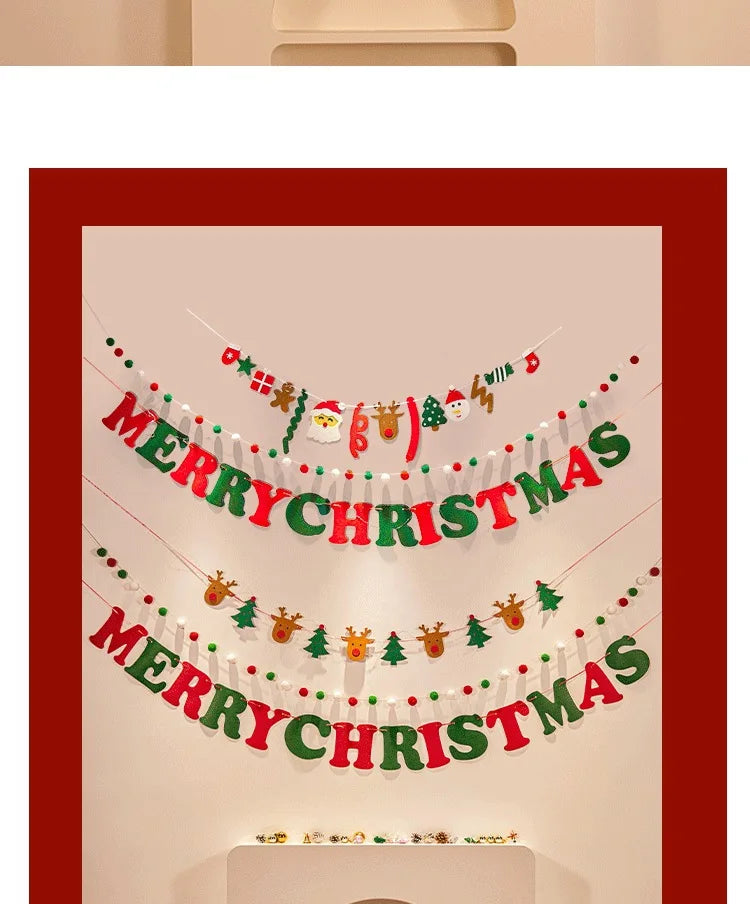 Christmas decorations, tree ornaments, indoor LED lights, pictures, background walls, atmosphere, scenes, decorations and flags.