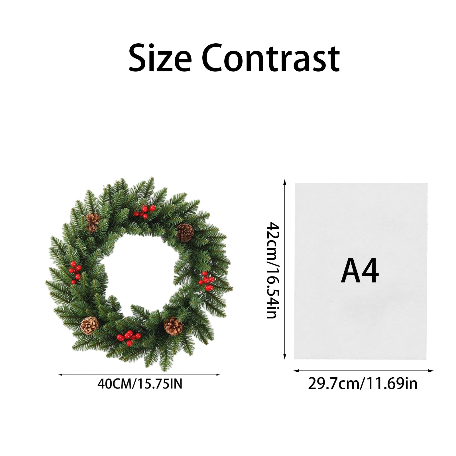 Christmas Wreath With Light Front Door Wreath Wall Decoration Christmas Layout Props Artificial Wreath With Red Berry Garland