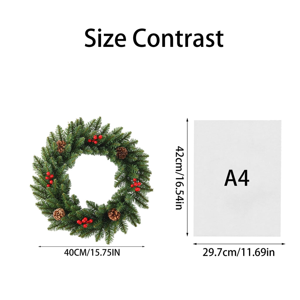 Christmas Wreath With Light Front Door Wreath Wall Decoration Christmas Layout Props Artificial Wreath With Red Berry Garland