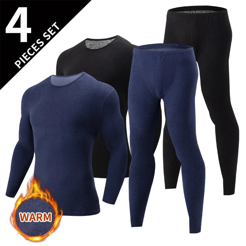 2/4 Pcs Men's Solid Color Simple Autumn And Winter Thermal Underwear Comfortable And Casual Bottoming Underwear Teenagers Pajama